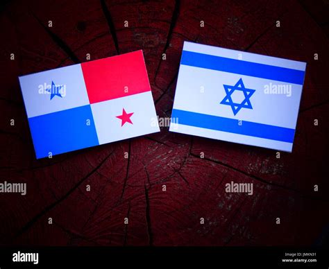 Panamanian flag with Israeli flag on a tree stump isolated Stock Photo ...
