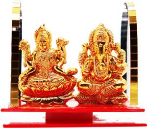 Aamrkoot Gold Plated Lord Ganesh & Maa Lakshmi Acrylic Idol Decorative ...