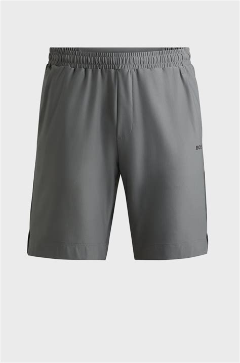 BOSS - Quick-dry shorts with decorative reflective logo - Grey