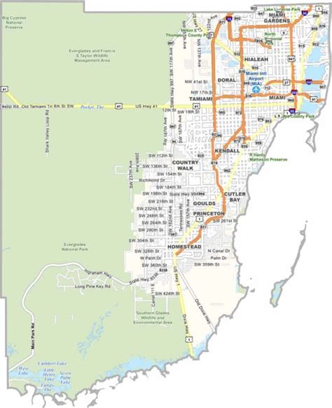 Miami-Dade County Map, Florida - US County Maps