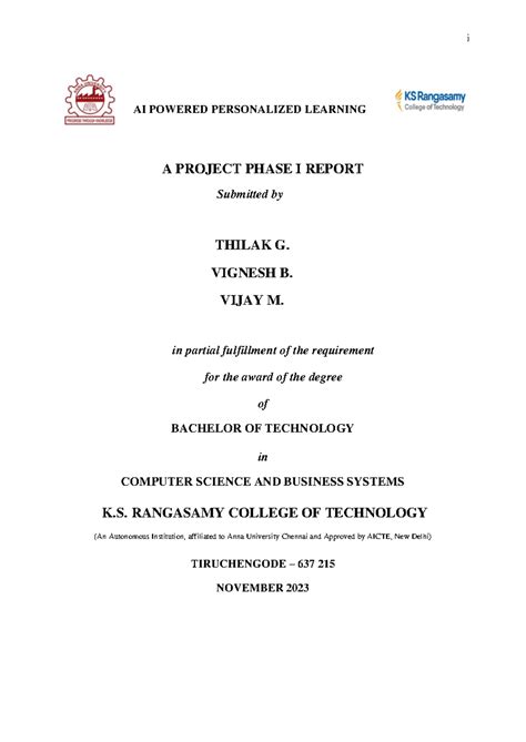 AI-Powered Personalized Learning: Mini Project Final Report for CSBS ...