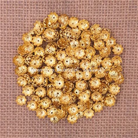 8MM Gold Metal Flower Caps – Harshu's Craft Store