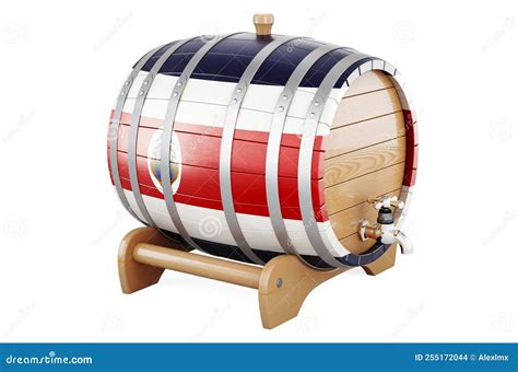 Wooden Barrel with Costa Rican Flag, 3D Rendering Stock Illustration ...