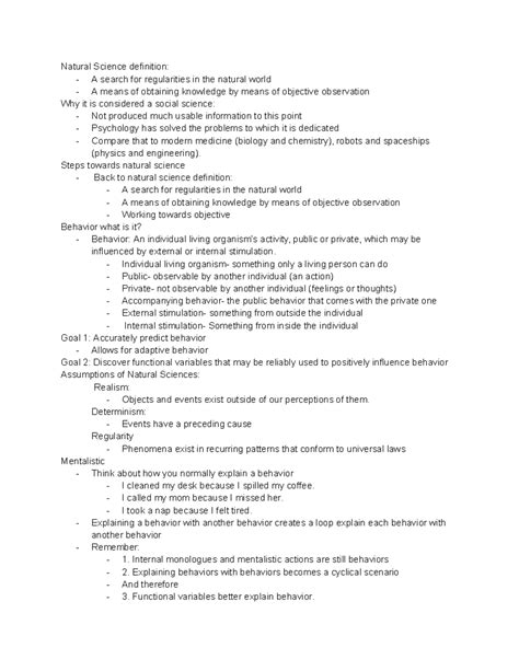 Psychology 101: Exploring Behavior & Natural Science Principles - Studocu