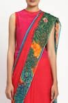 Buy Pink Silk Chiffon Printed Garden Graffiti Saree With Unstitched ...