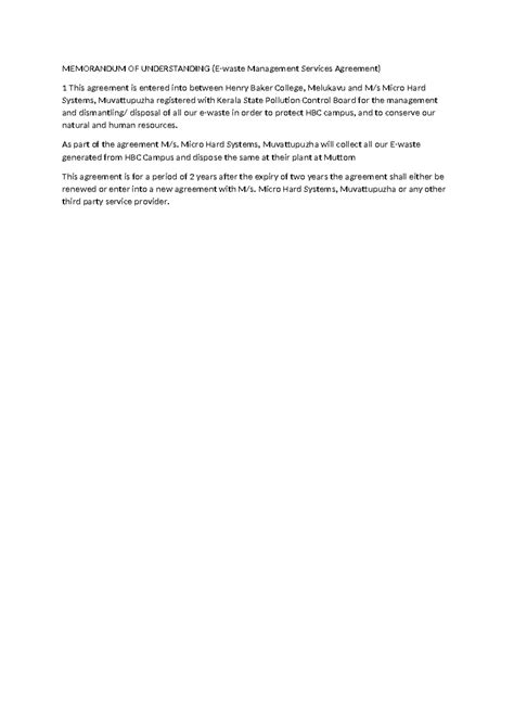 MOU for Management Services Agreement between HBC & Micro Hard Systems ...
