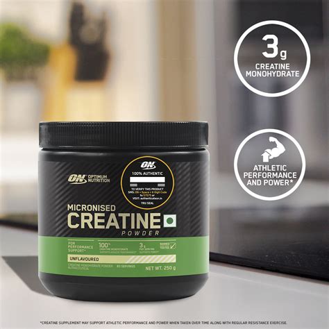 Optimum Nutrition (ON) Micronised Creatine Unflavour Powder, 250 gm ...