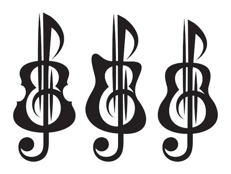 Verschiedene Arten von Gitarren-Violinen-Violinschlüssel Vektor-Set von ...