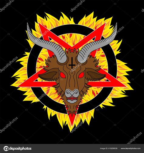 Baphomet Demon Satanic Symbol Satan Goat Head Devil Symbol Pentagram ...