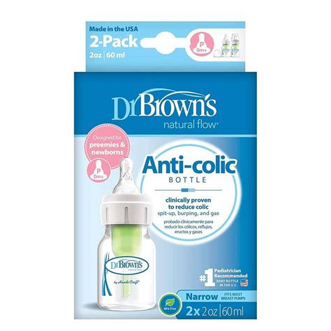 Dr. Brown's 2-Ounce Bottle with Preemie Nipple, Green, 2-Pack | ANB BABY
