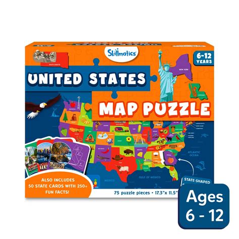 United States Map Puzzle (ages 6-12) – Skillmatics US