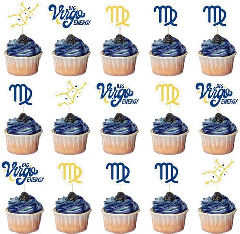 Amazon.com: 24Pcs Big Virgo Energy Cupcake Toppers, Virgo Birthday ...