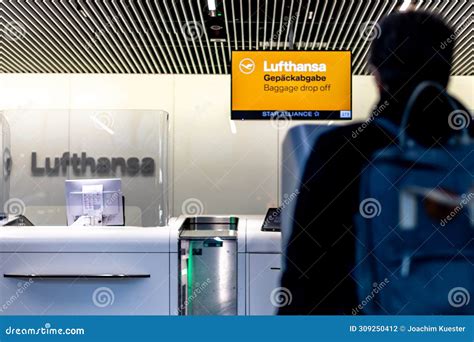 A Lufthansa Desk for Self Service Baggage Drop Off in the Frankfurt ...