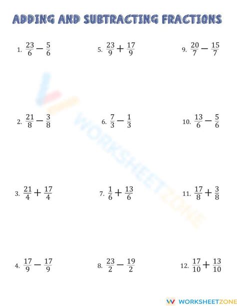 Image result for Operations with Fractions Worksheet