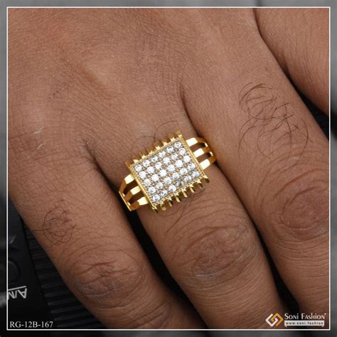 1 Gram Gold Plated With Diamond Attention-getting Design Ring For Men ...