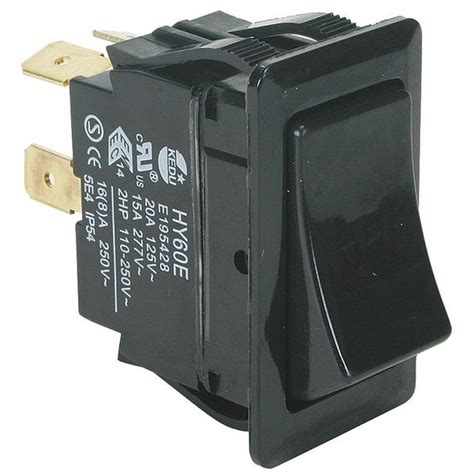 Zoro Select Rocker Switch, Non-Illuminated, Black, On/Off, DPST, Quick ...