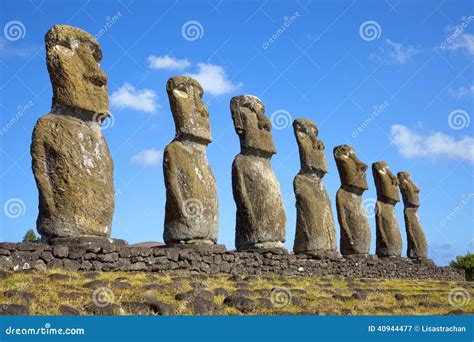 Ahu Akivi Moai, Rapa Nui, Easter Island, Chile. Stock Image - Image of ...
