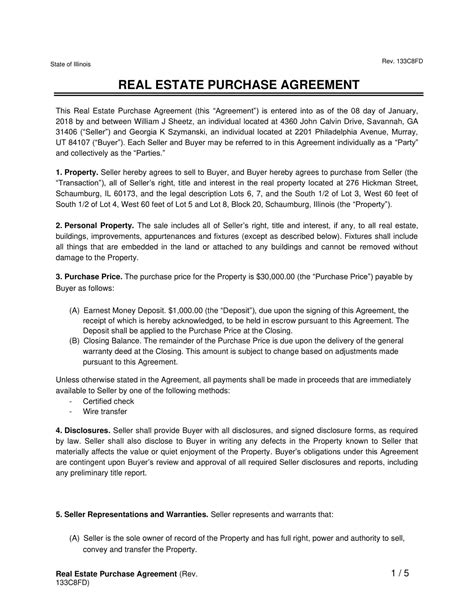 Simple Purchase Contract Real Estate
