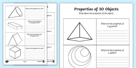 Year 2 Properties of 3D Objects Worksheet - Twinkl Aus