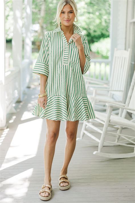 Sunday Stroll Green Striped Dress – Shop the Mint
