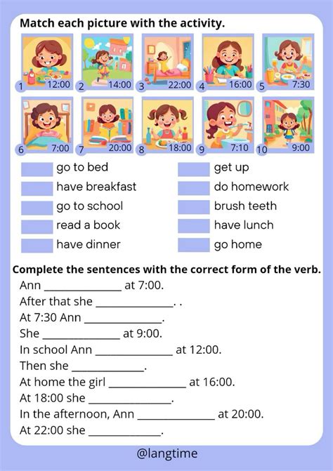 Daily Routine Worksheet 的图像结果