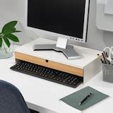 ELLOVEN monitor stand with drawer, white - IKEA