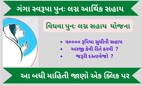 ગંગા સ્વરૂપા પુનઃ લગ્ન આર્થિક સહાય યોજના | Ganga Swarupa Punah lagna ...