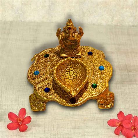 Buy Metal Golden Ganesh Idol for Diwali Decoration Online | Moolwan
