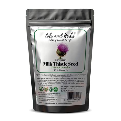 Buy Organic Milk Thistle Powder - Silymarin 80% - UK
