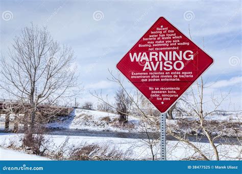 Water Pollution Warning Sign Stock Image - Image of platte, spanish ...