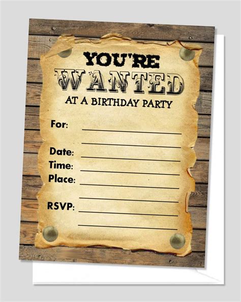 Wanted Poster Birthday Party Invitations, Flat India | Ubuy