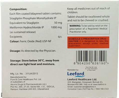 Sitaliptin 50mg M Forte Sr Strip Of 15 Tablets: Uses, Side Effects ...