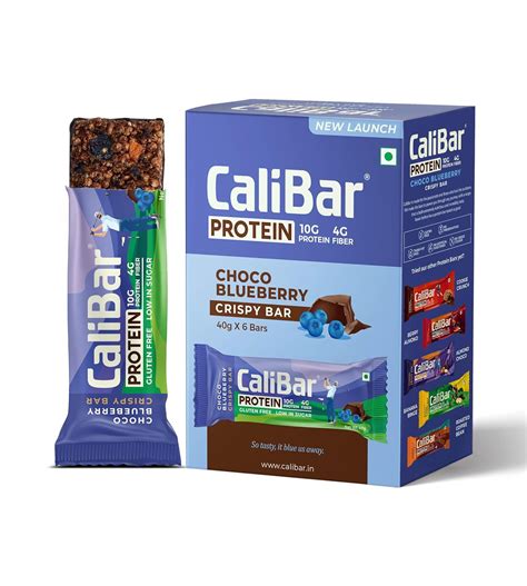 CaliBar 10 grams Protein Bar - Choco Blueberry Crispy Bar (Pack of 6 ...