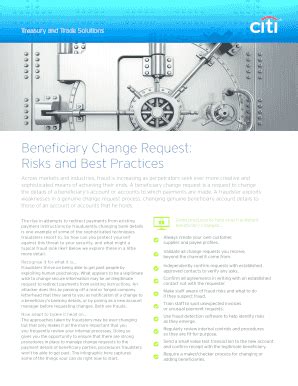 Fillable Online Beneficiary Change Request: Risks and Best Practices ...