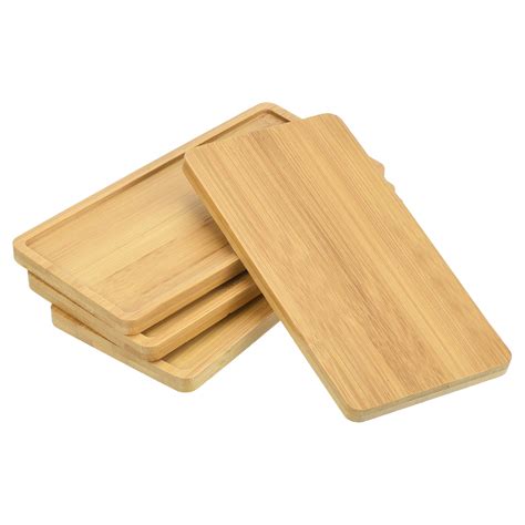 Uxcell 7x3.5" Rectangular Bamboo Plant Pot Saucer Flower Drip Tray for ...