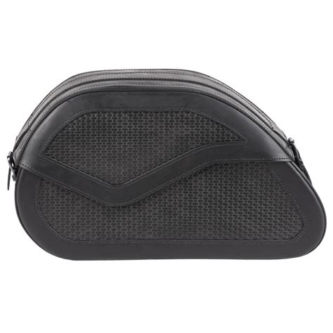 Ledrie saddlebags "Rigid" leather basket weave look black with buckles ...