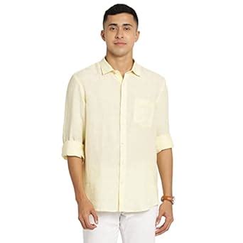 Indian Terrain Mens Solid Yellow Shirt : Amazon.in: Clothing & Accessories