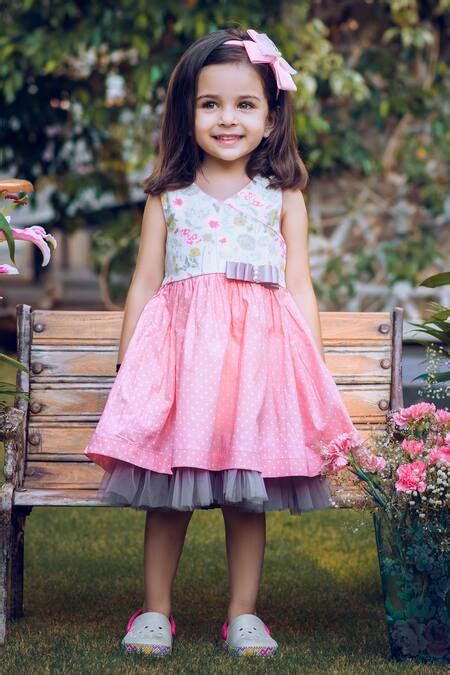 Buy Peach Cotton Polka Dot Dress For Girls by Ribbon Candy Online at ...