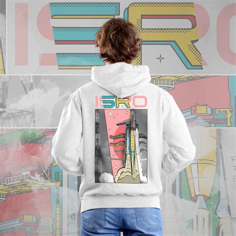 White ISRO GSLV MKIII’ Pop Art Unisex Hoodie (Without Zip) – A47