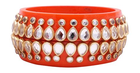 Buy Quality Collection Orange Plastic Bangle Set for Women (Size: 2.8 ...