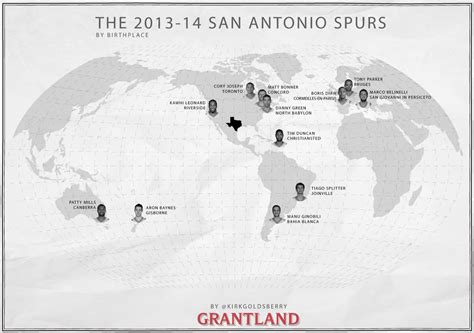 From Grantland: Map of 2013-2014 Spurs Roster by Birthplace. : r/NBASpurs