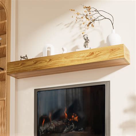 Amazon.com: Avana Floating Fireplace Mantel - Natural Wood Mantles for ...