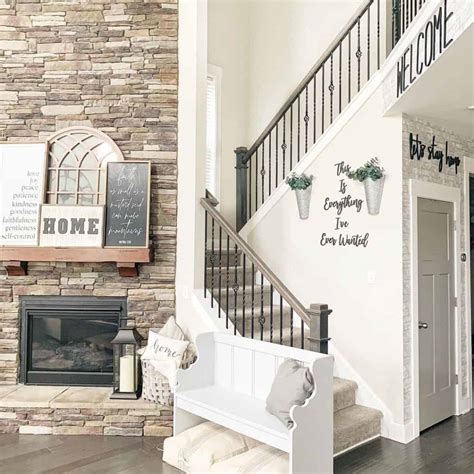 Floor to Ceiling Dry Stack Stone Fireplace - Soul & Lane