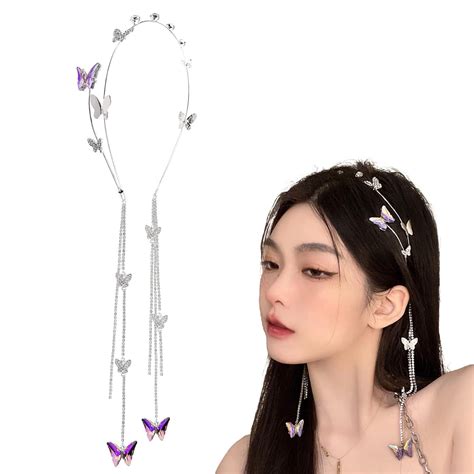 INHEAVEN 1 Pc Wedding Butterfly Headband Crystal Tassel Headband for ...