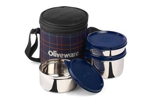 SOPL-OLIVEWARE Bliss Lunch Box, 100% Leak Proof, 3 Stainless Steel ...
