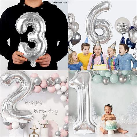 Art Street Silver 6 Balloon 16 Inch Birthday Foil 6 Number Helium Ball ...