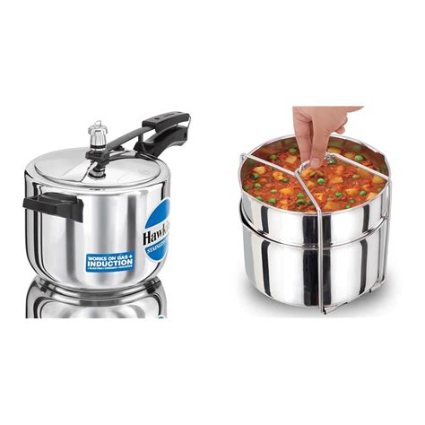 Buy Hawkins 5 Litre Stainless Steel Pressure Cooker and Separator Set ...