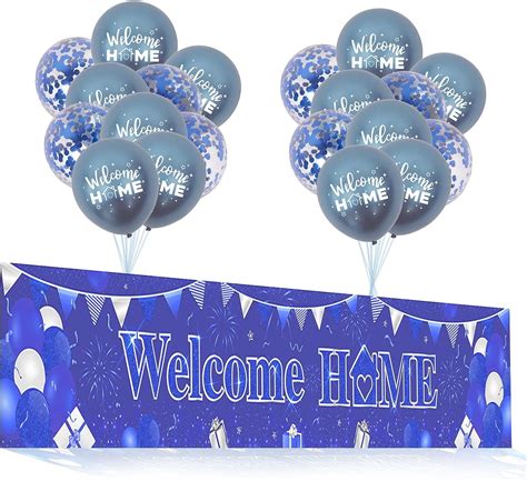 Blue Welcome Home Decorations for Boys Men, Large Yard Blue Banner and ...