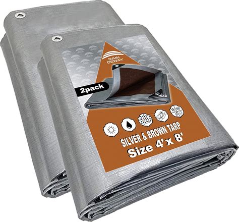 Amazon.com: RAINDEWAY Tarps Heavy Duty Waterproof 4x8 Feet (2 Pack ...