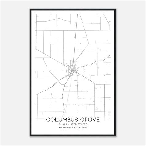 Columbus Grove Ohio Map Poster, Modern Home Decor Wall Art Print ...
